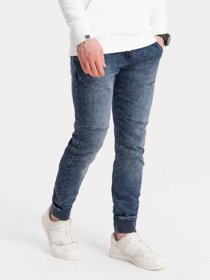 Spodnie męskie jeansowe joggery P551 - niebieskie