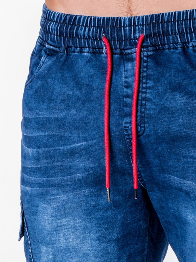 Spodnie męskie jeansowe joggery P710 - niebieskie