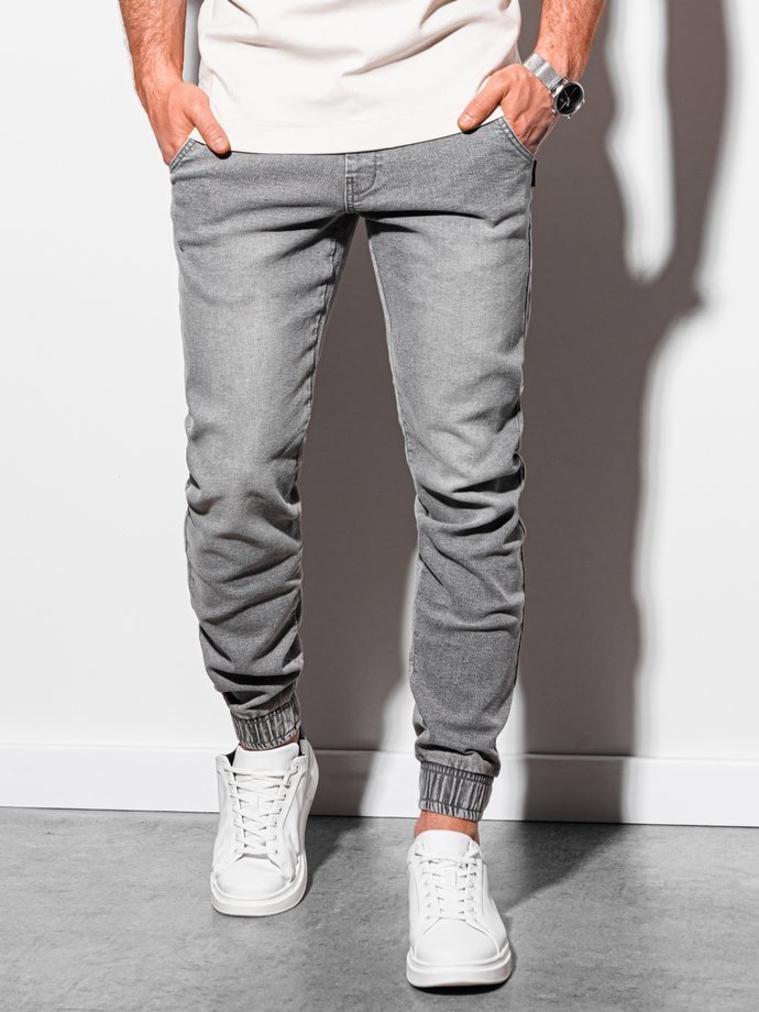Spodnie męskie jeansowe joggery P933 - szare