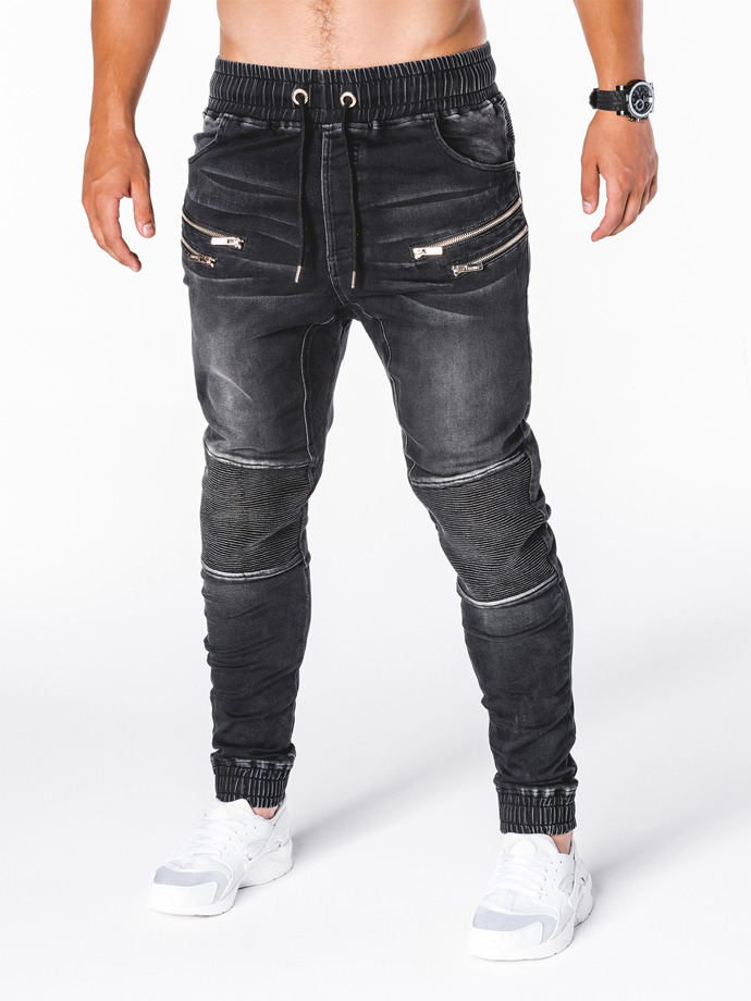 Spodnie męskie jeansowe joggery - czarne P405