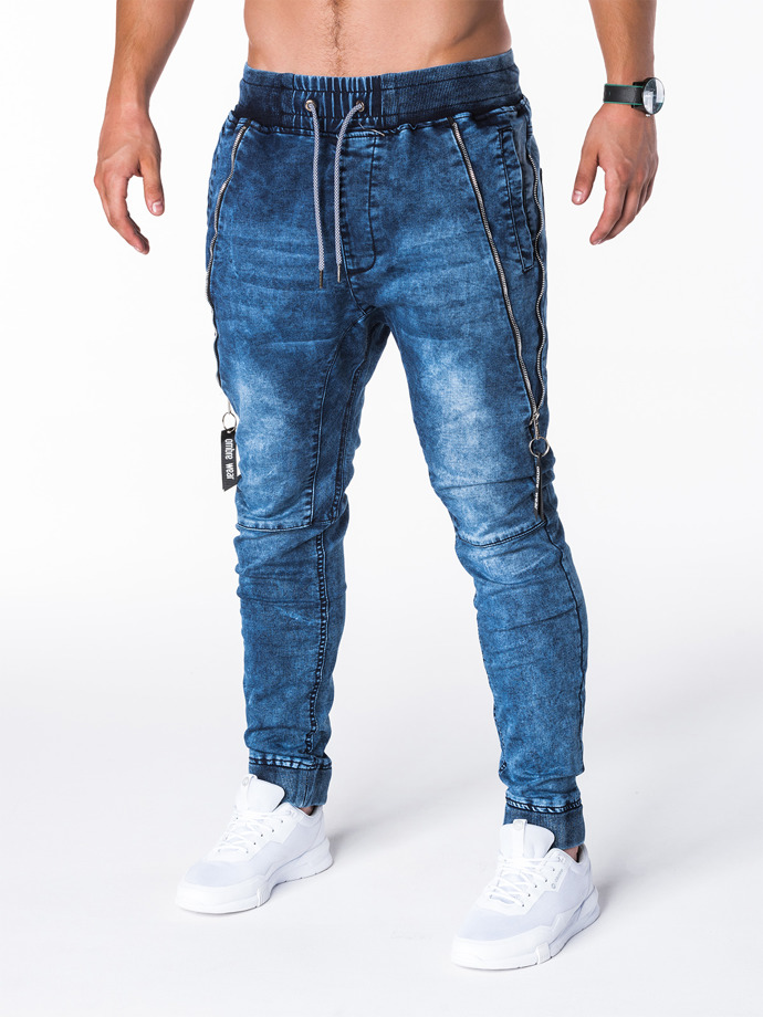 Spodnie męskie jeansowe joggery - niebieskie P647