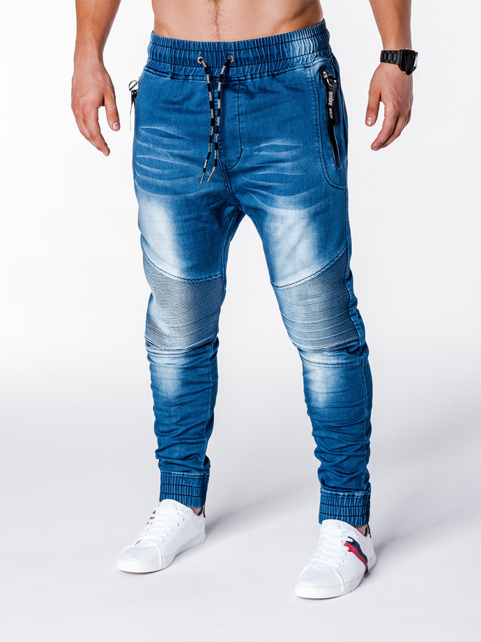 Spodnie męskie jeansowe joggery - niebieskie P649