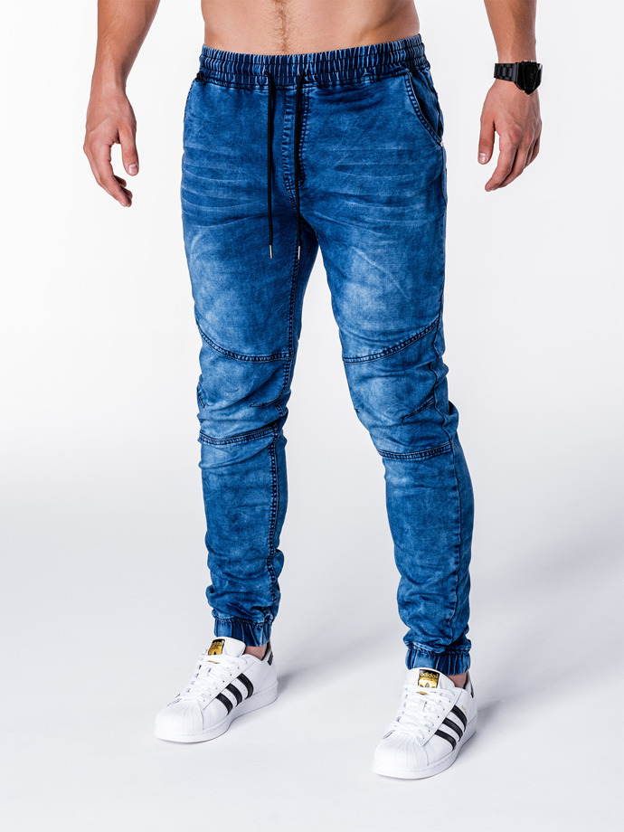 Spodnie męskie jeansowe joggery - niebieskie P712