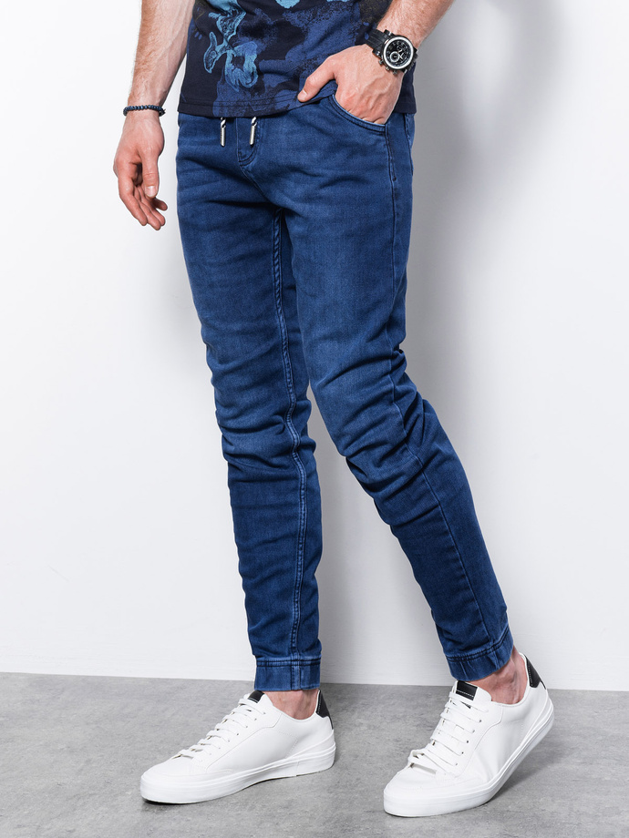 Spodnie męskie jeansowe joggery - niebieskie P907