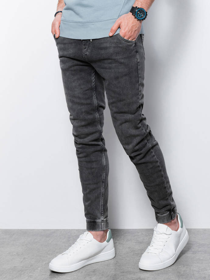 Spodnie męskie jeansowe joggery - szare P907