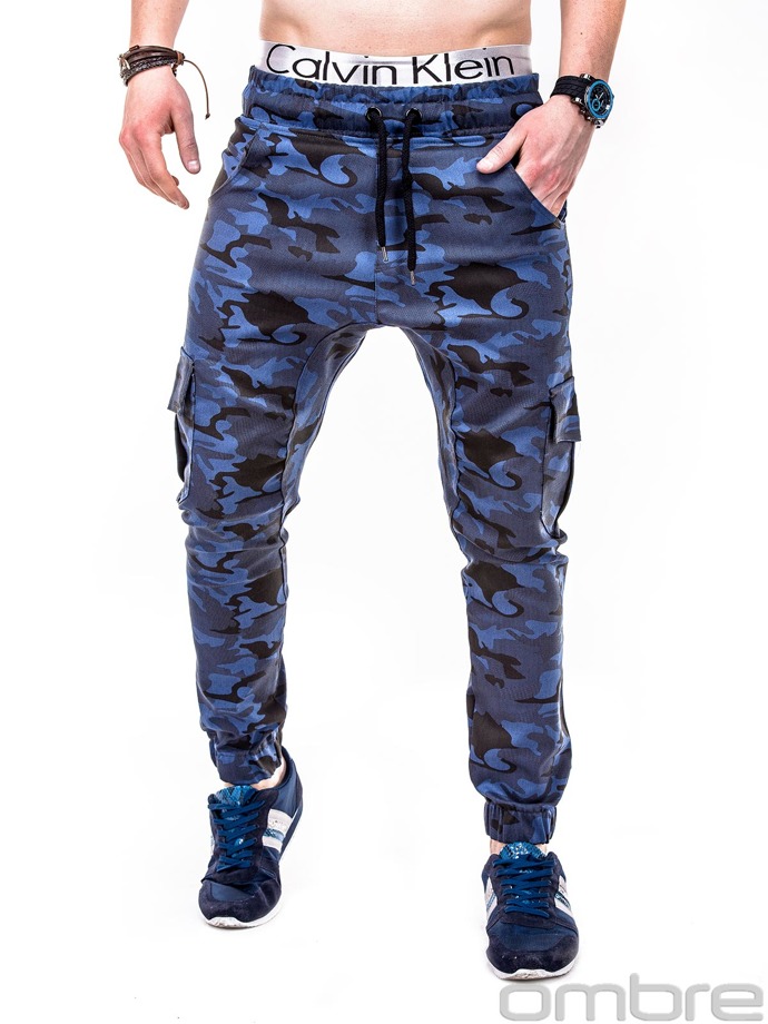 Spodnie męskie joggery P257 - niebieskie