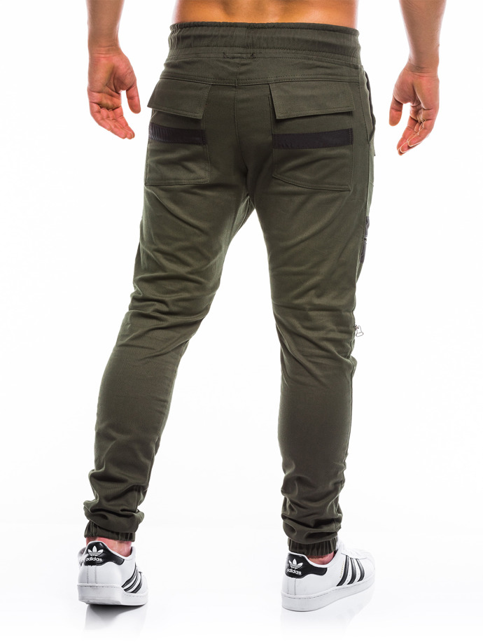 Spodnie męskie joggery P708 - khaki