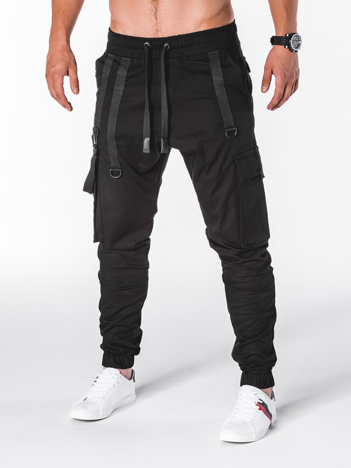 Spodnie męskie joggery - czarne P716