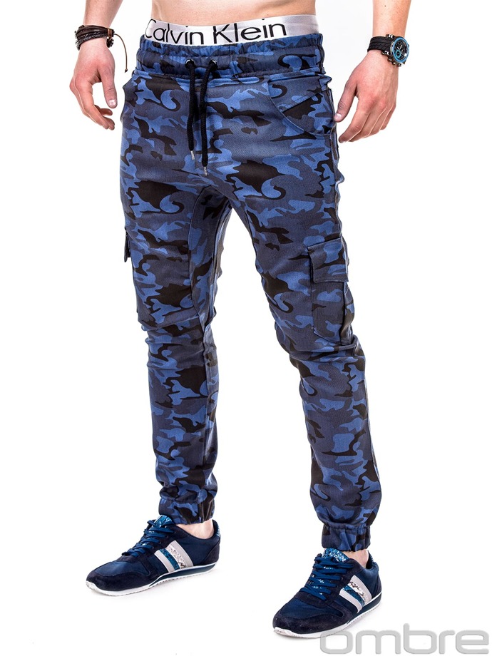 Spodnie męskie joggery - niebieskie P257