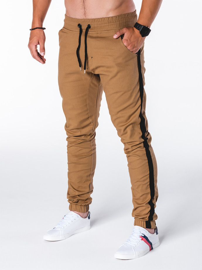 Spodnie męskie joggery - rude P670