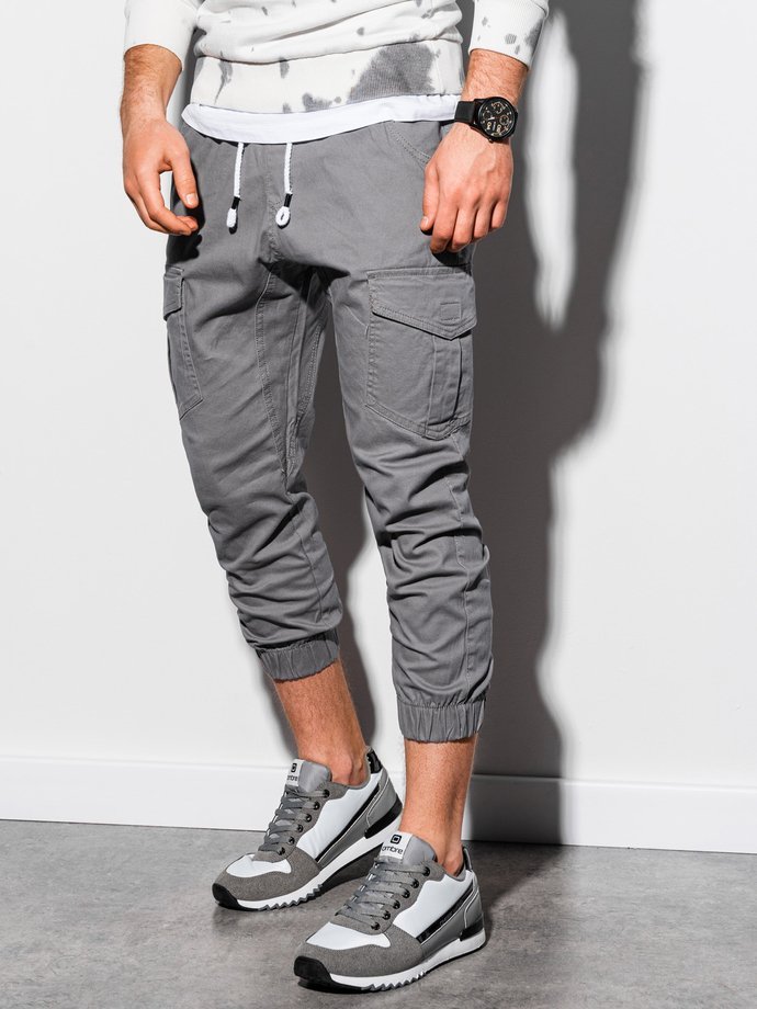 Spodnie męskie joggery - szare P761