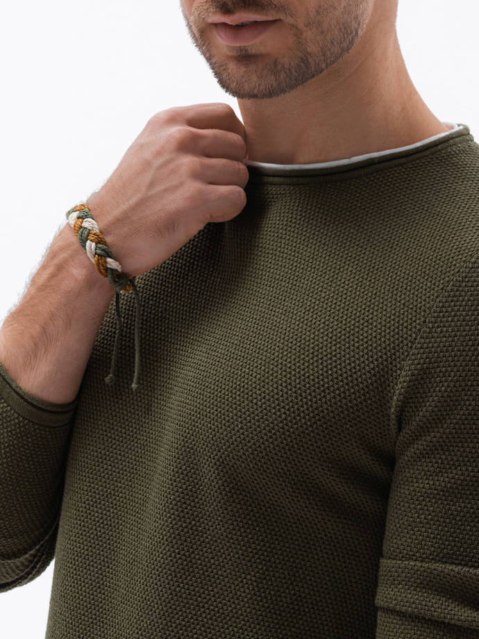 Sweter męski E121 - oliwkowy
