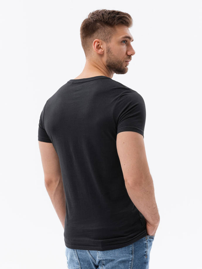 T-shirt męski bawełniany BASIC S1370 - czarny