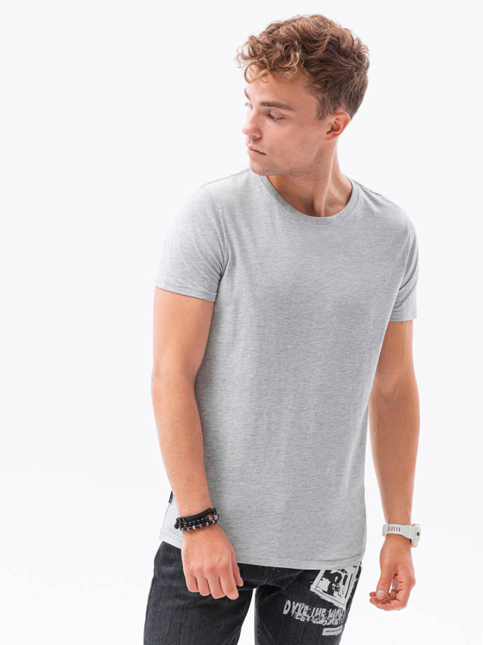 T-shirt męski bawełniany BASIC S1370 - szary melanż