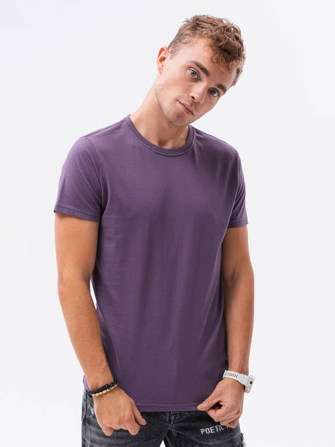 T-shirt męski bawełniany BASIC - fioletowy V13 S1370