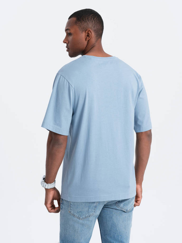 T-shirt męski bawełniany OVERSIZE - niebieski S1628