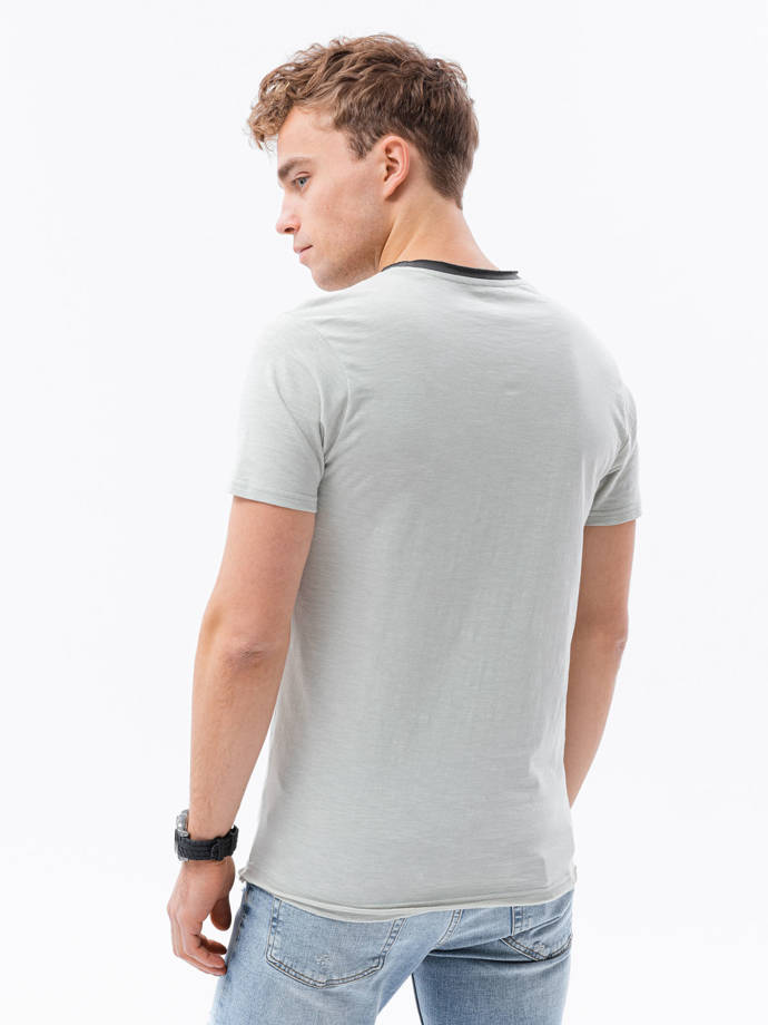 T-shirt męski bawełniany S1385 - V2 jasnoszary