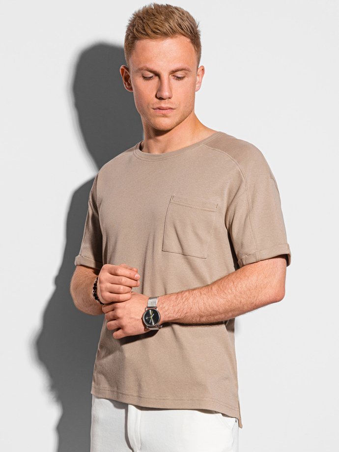 T-shirt męski bawełniany S1386 - popielaty