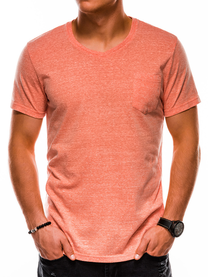 T-shirt męski bez nadruku BASIC - pomarańczowy S1045