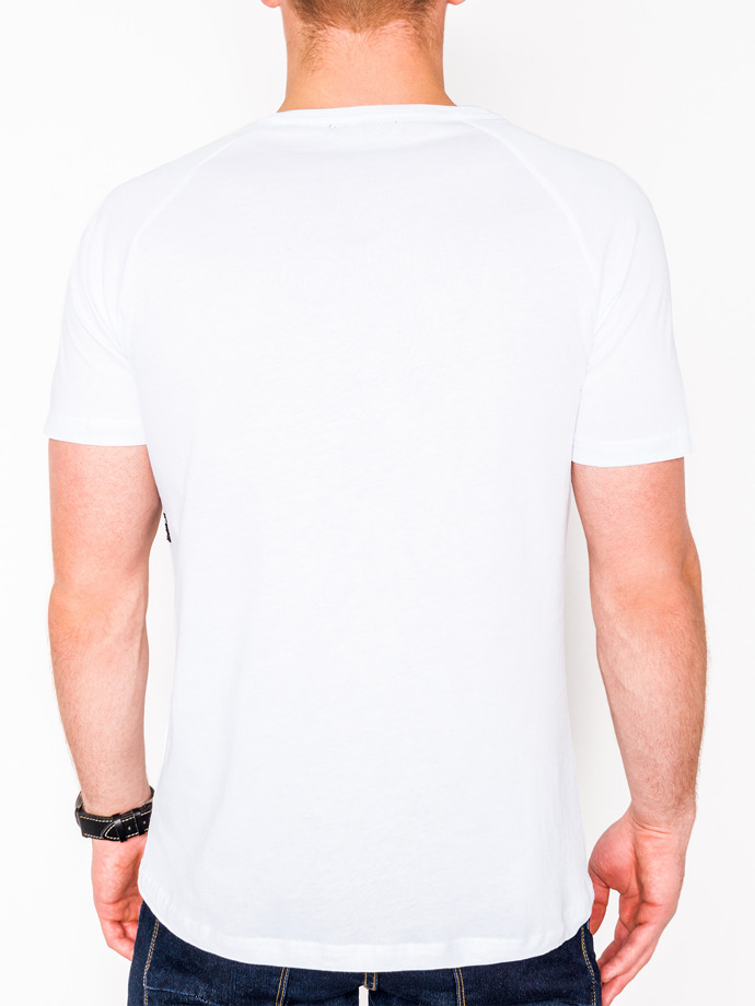 T-shirt męski bez nadruku S1011 - biały