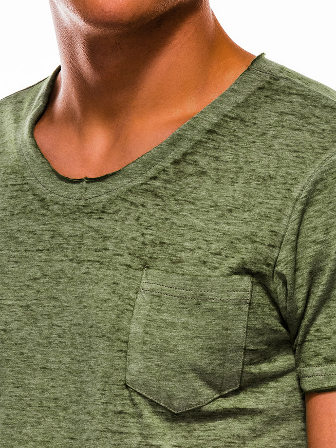T-shirt męski bez nadruku S1051 - zielony