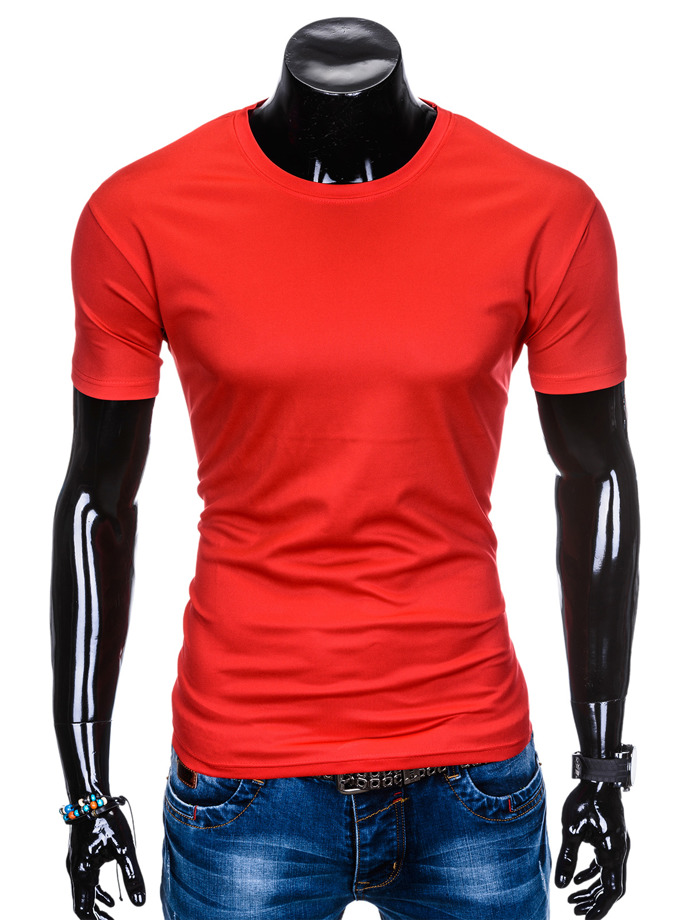 T-shirt męski bez nadruku - czerwony S883