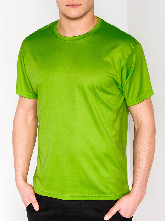 T-shirt męski bez nadruku - limonkowy S883