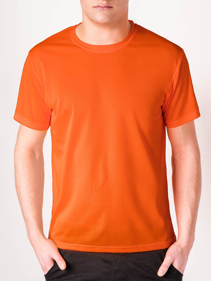 T-shirt męski bez nadruku - pomarańczowy S883