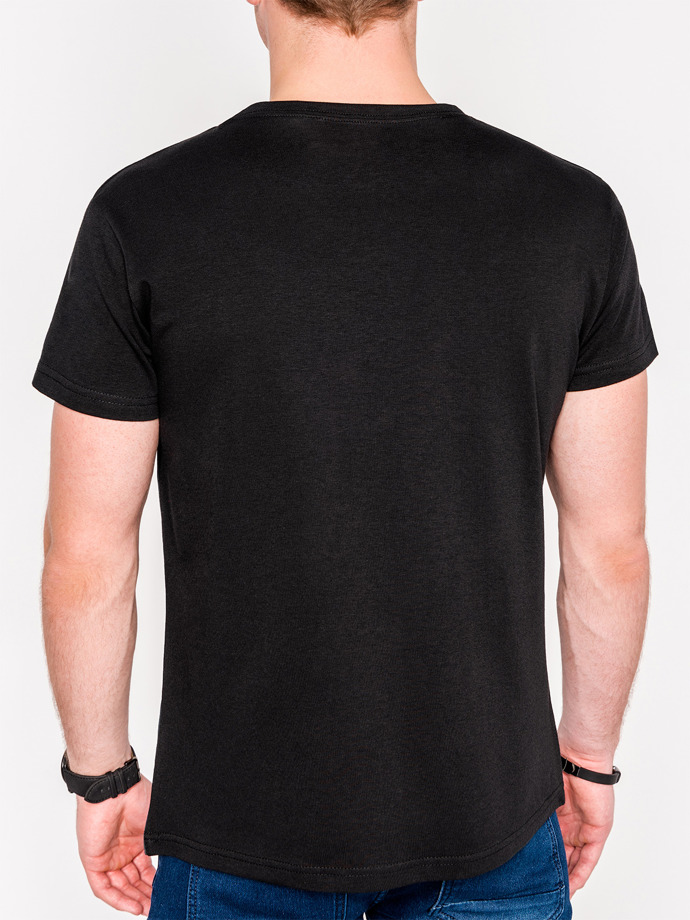 T-shirt męski z nadrukiem S1071 - czarny