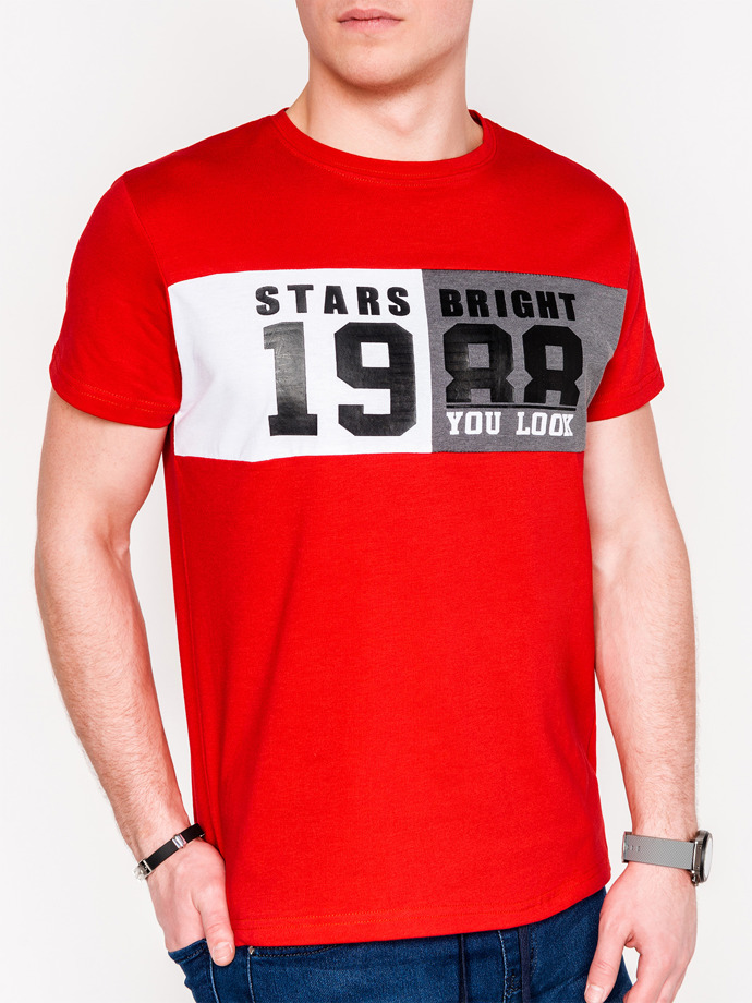 T-shirt męski z nadrukiem S1076 - czerwony