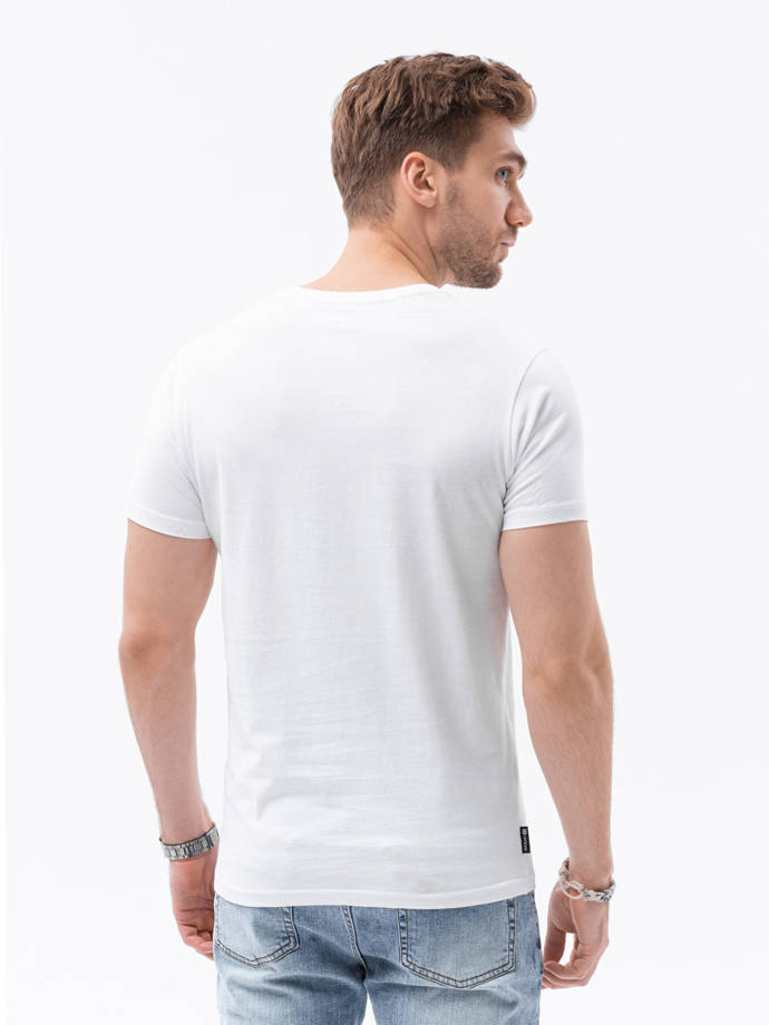 T-shirt męski z nadrukiem S1434 V-15A - biały