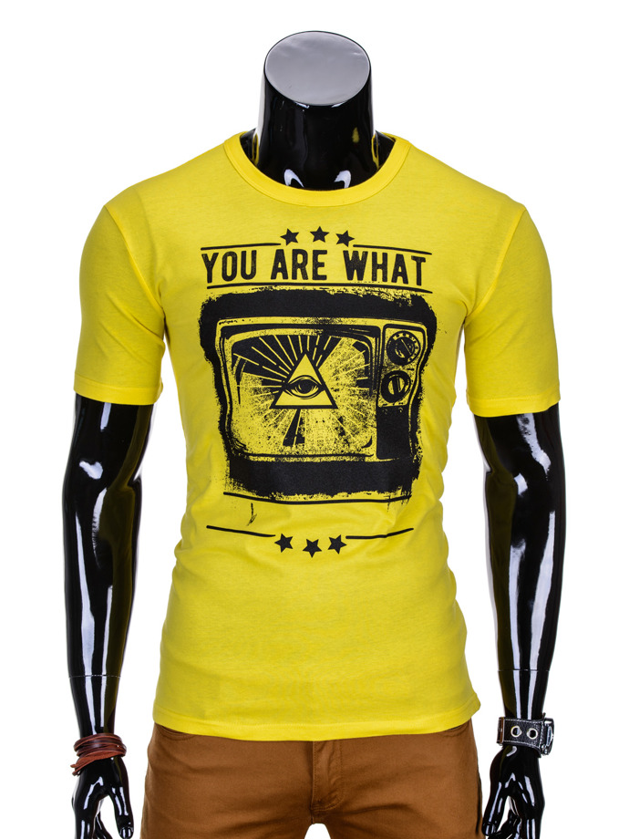 T-shirt męski z nadrukiem S816 - żółty