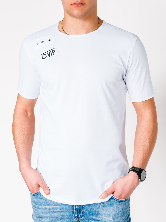 T-shirt męski z nadrukiem - biały S957
