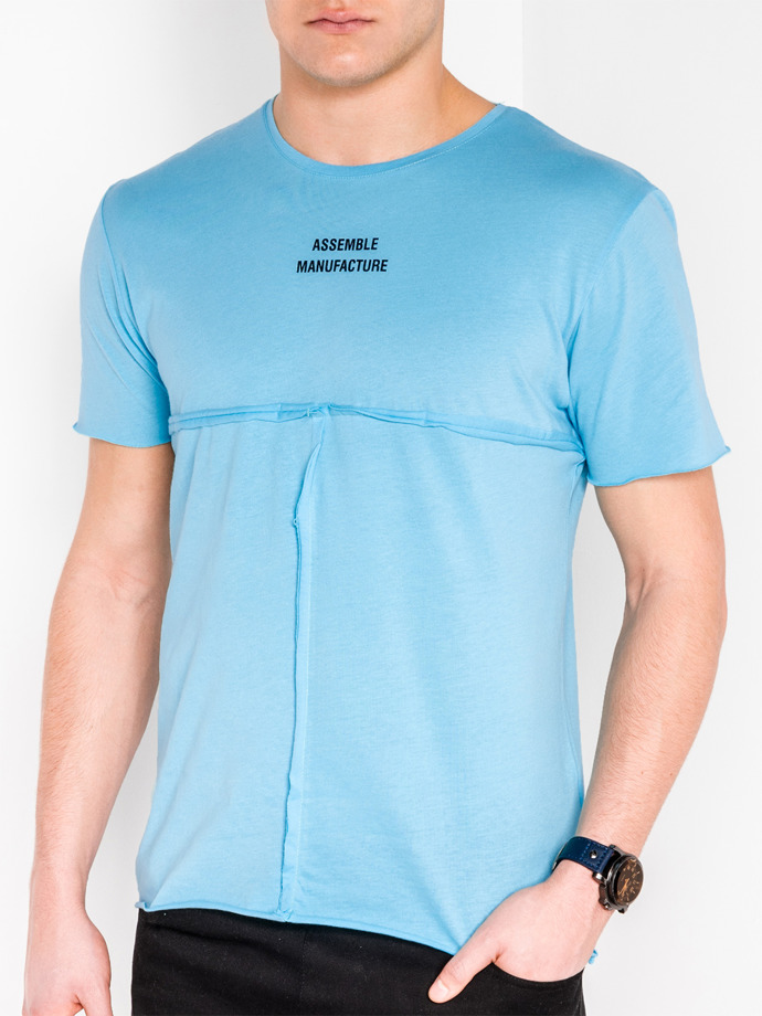 T-shirt męski z nadrukiem - błękitny S958