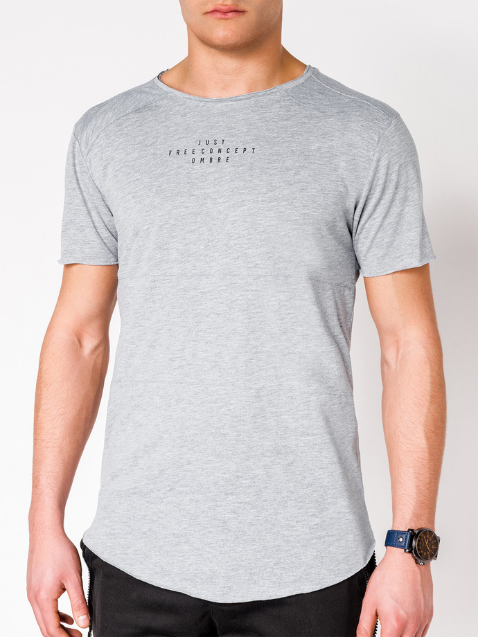 T-shirt męski z nadrukiem - szary S950