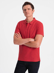 Koszulka męska polo klasyczna bawełniana S1374 - ciemnoczerwona
