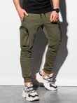 Spodnie męskie dresowe joggery P918 - khaki