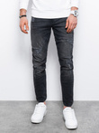 Spodnie męskie jeansowe z dziurami REGULAR FIT P1024 - czarne