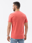 T-shirt męski bawełniany basic S1370 - koralowy
